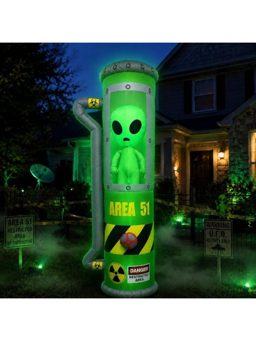 8FT Inflatable Halloween Alien Decor with LED Lights for Outdoor Fun